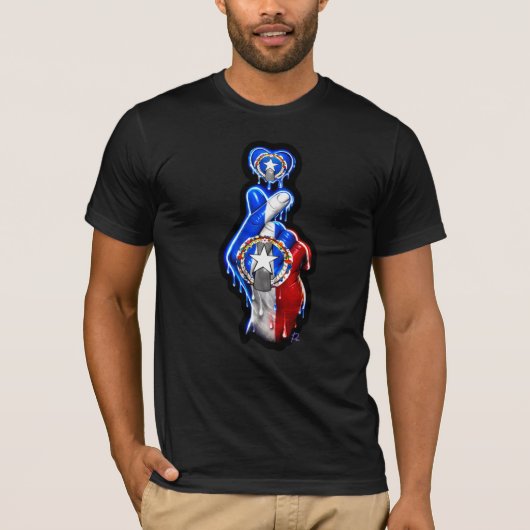 CNMI Vinger Hart Black-Out T-Shirt (Voorkant)