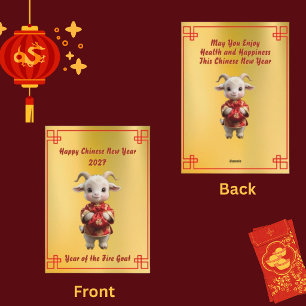CNY Geit met Rode Geldzak Vakantiekaart Feestdagenkaart