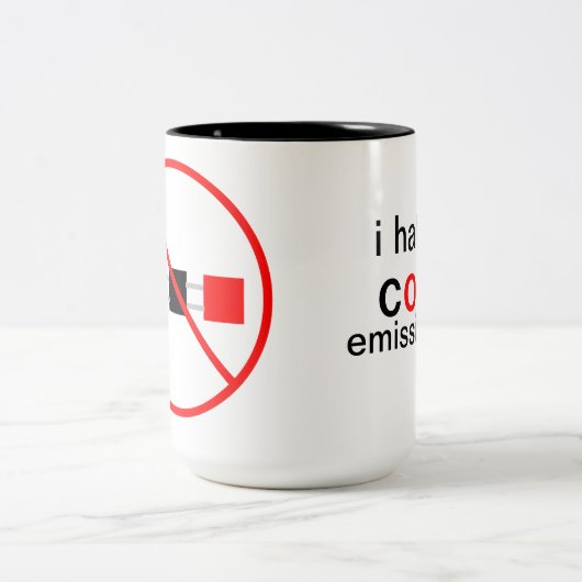 co2 - emissies tweekleurige koffiemok (Center)