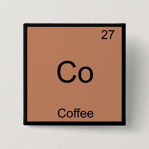 Co - Chemisch Symbool voor Koffie - Grappig Vierkante Button 5,1 Cm
