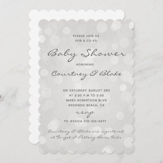 Co-Ed Baby Invitation Kaart (Voorkant / Achterkant)