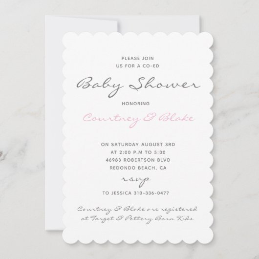  Co-Ed Baby Invitation Pink Kaart (Voorkant)
