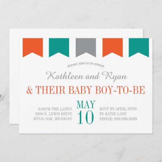 Co-Ed Baby shower Uitnodiging (Voorkant / Achterkant)