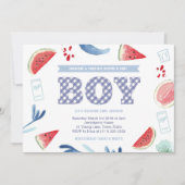 Co-ed Babyq BBQ Cookout Baby shower for Boy Kaart (Voorkant)