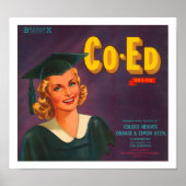 Co-Ed Brand Citrus Label Poster (Voorkant)