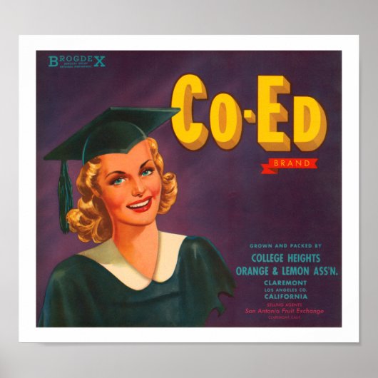 Co-Ed Brand Citrus Label Poster (Voorkant)