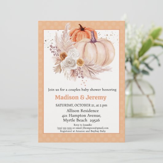 Co Ed Pumpkins Boho Genderneutraal Baby shower Kaart (Staand voorkant)