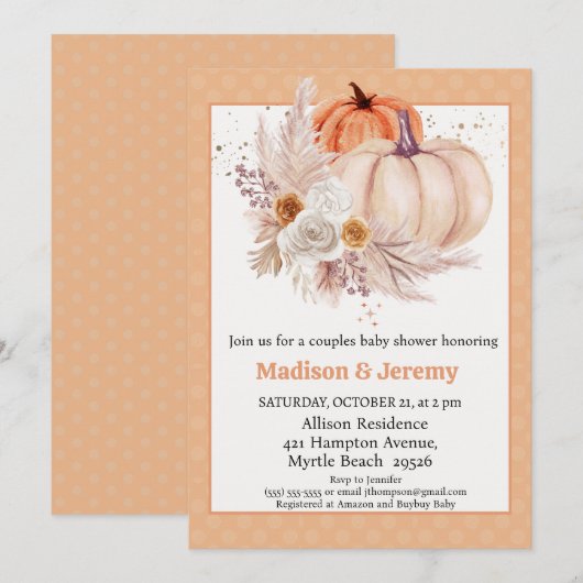 Co Ed Pumpkins Boho Genderneutraal Baby shower Kaart (Voorkant / Achterkant)