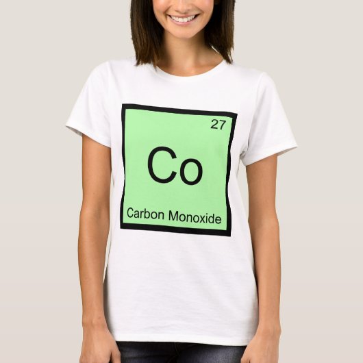 Co - Koolmonoxide Chemie Element Symbool T-shirt (Voorkant)