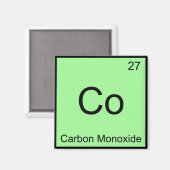 Co - Koolmonoxide Chemie Element Symbool T-shirt Magneet (Voorkant / Achterkant)
