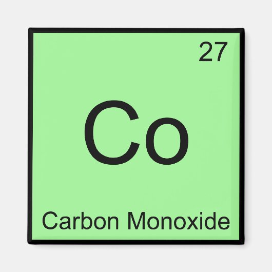 Co - Koolmonoxide Chemie Element Symbool T-shirt Magneet (Voorkant)