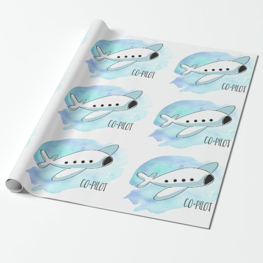 Co-piloot met vliegtuig cadeaupapier (Uitgerold)