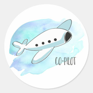 Co-piloot met vliegtuig ronde sticker