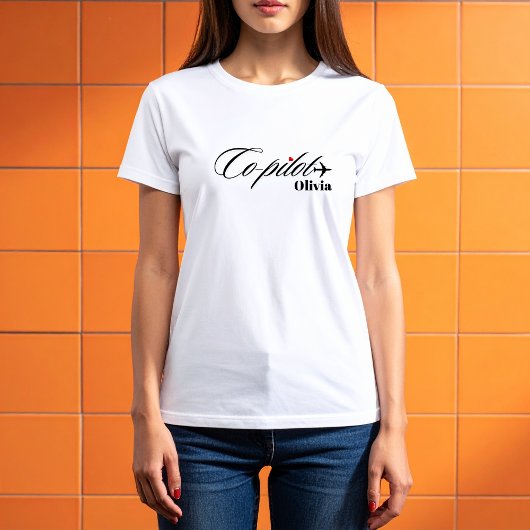 Co-Pilot Airplane Couple Matching Simple Custom T-shirt