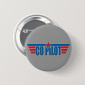 Co-Pilot Wings Badge - Luchtvaart Ronde Button 5,7 Cm (Voorkant /achterkant)
