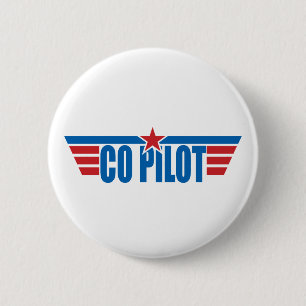 Co-Pilot Wings Badge - Luchtvaart Ronde Button 5,7 Cm