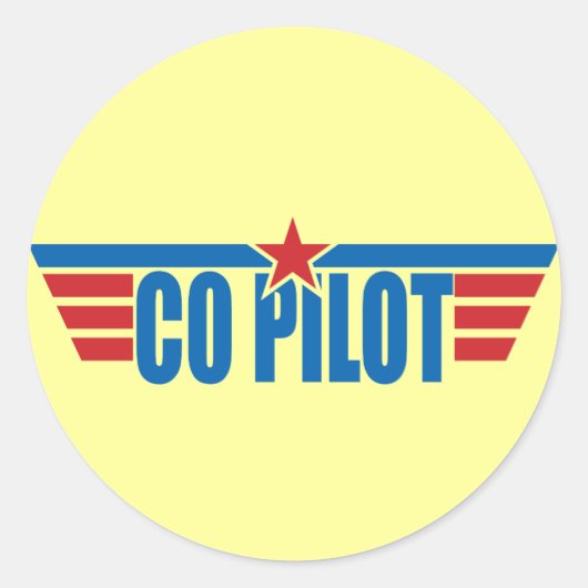 Co-Pilot Wings Badge - Luchtvaart Ronde Sticker (Voorkant)