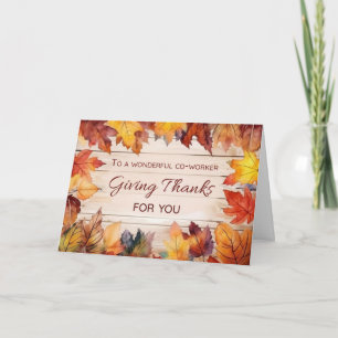 Co-werknemer Thanksgiving geven Bedankt herfstblad Kaart