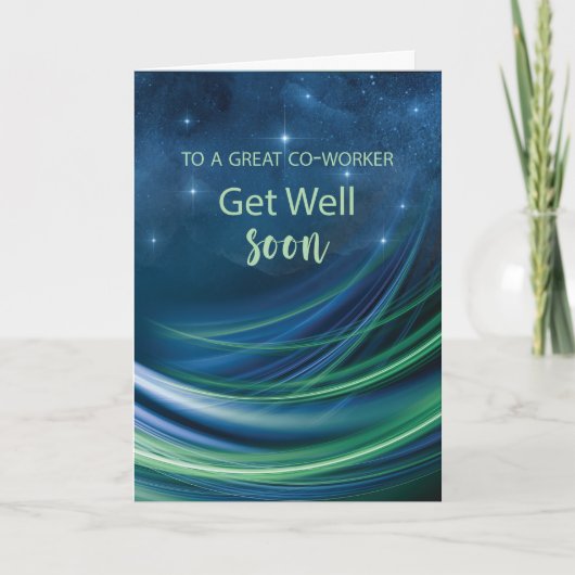 Co-Worker Get Well Business Navy en Green Curved Kaart (Voorkant)