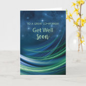 Co-Worker Get Well Business Navy en Green Curved Kaart (Gele Bloem)