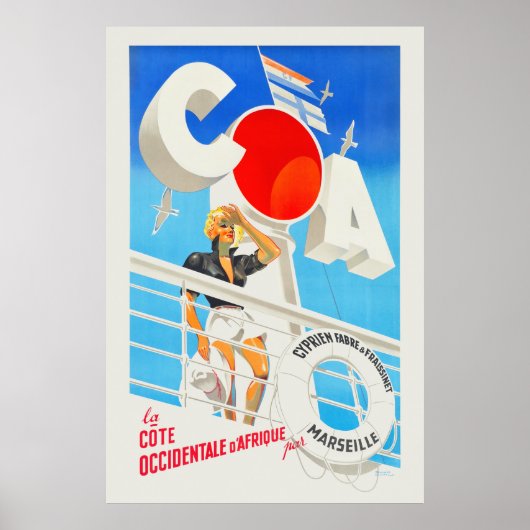 COA Marseille Frankrijk Vintage Poster (Voorkant)