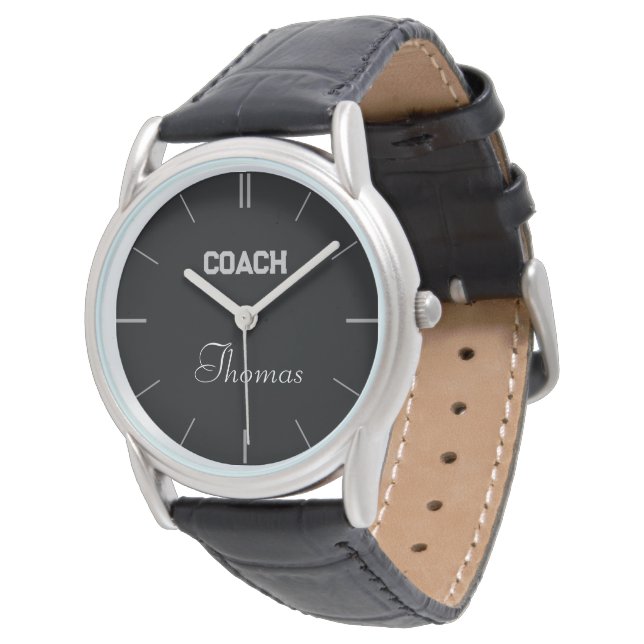 Coach Aangepaste naam Typografie Gepersonaliseerd  Horloge (Gekanteld)