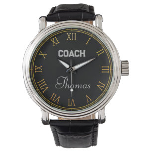 Coach Aangepaste Naam Typografie Gepersonaliseerd Horloge