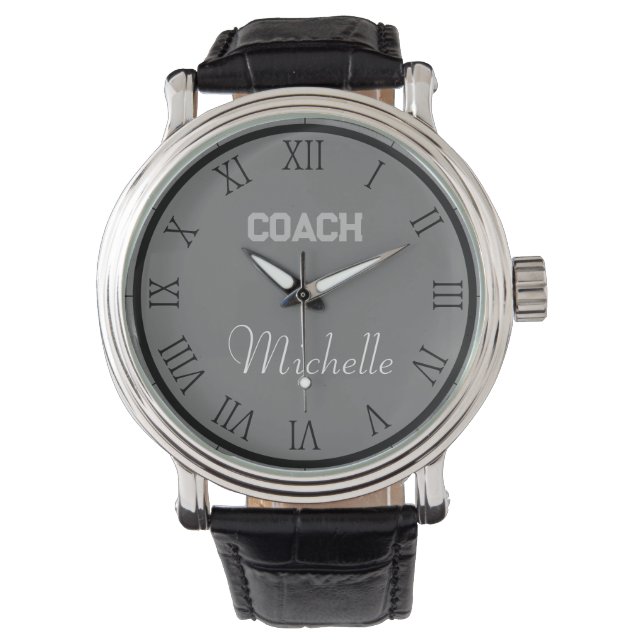 Coach Aangepaste Naam Typografie Gepersonaliseerd Horloge (Voorkant)