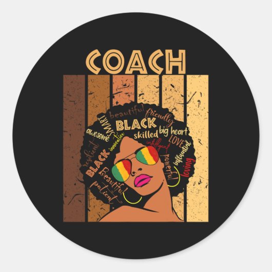 Coach Afro African American Women Black History Mo Ronde Sticker (Voorkant)