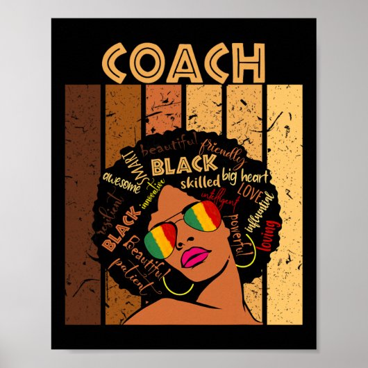 Coach Afro Afro-Amerikaanse Vrouwen Zwarte Geschie Poster (Voorkant)