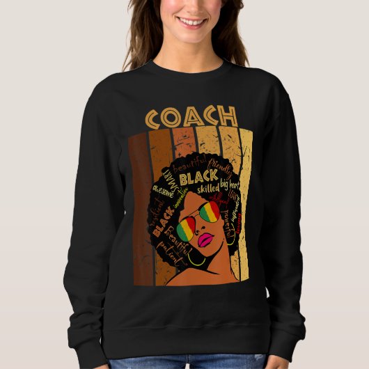 Coach Afro Afro-Amerikaanse vrouwen zwarte geschie Trui (Voorkant)