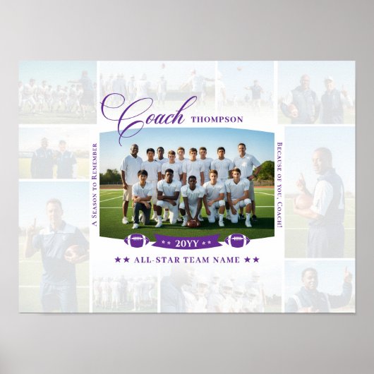 Coach Appreciation Collage Football Team Signature Poster (Voorkant)