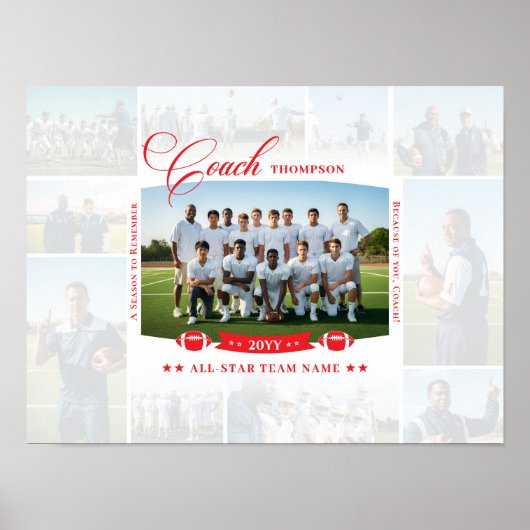 Coach Appreciation Collage Football Team Signature Poster (Voorkant)