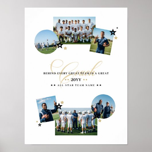 Coach Appreciation Collage Football Team Signature Poster (Voorkant)