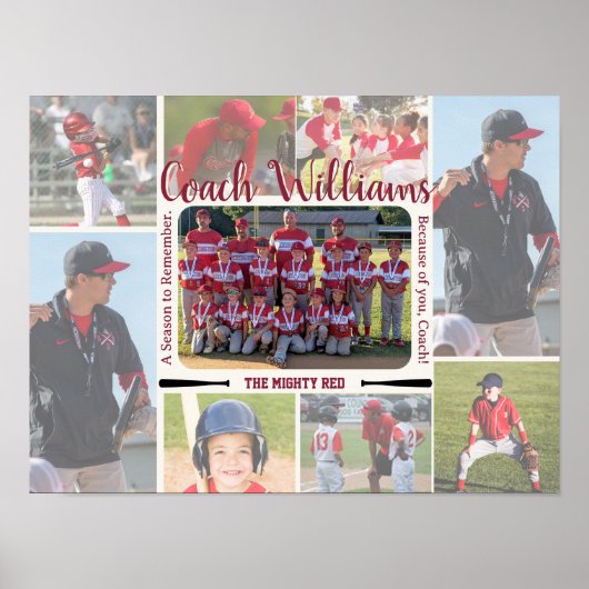 Coach Appreciation Photo Collage Team  Poster (Voorkant)