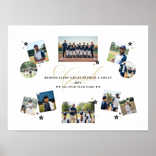 Coach Appreciation Photo Collage Team Signature Poster (Voorkant)