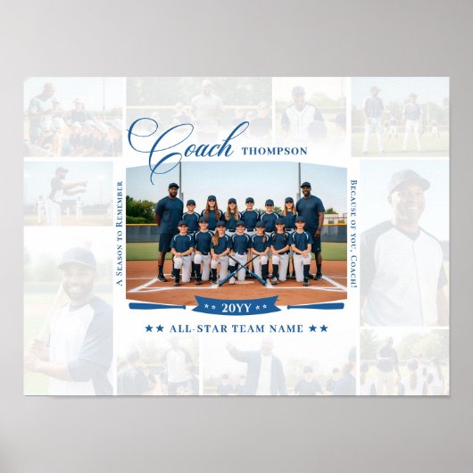 Coach Appreciation Photo Collage Team Signature Poster (Voorkant)