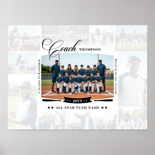 Coach Appreciation Photo Collage Team Signature Poster (Voorkant)