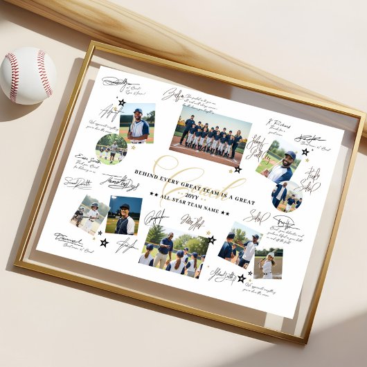 Coach Appreciation Photo Collage Team Signature Poster