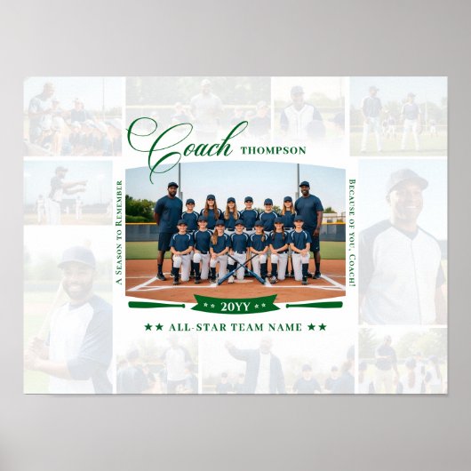 Coach Appreciation Photo Collage Team Signature Poster (Voorkant)