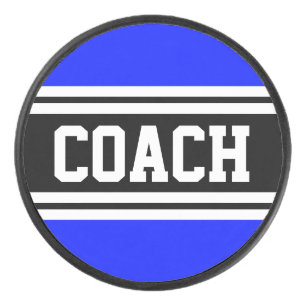 COACH Athletic Royal Blauw Zwart Wit Strepen Hockey Puck