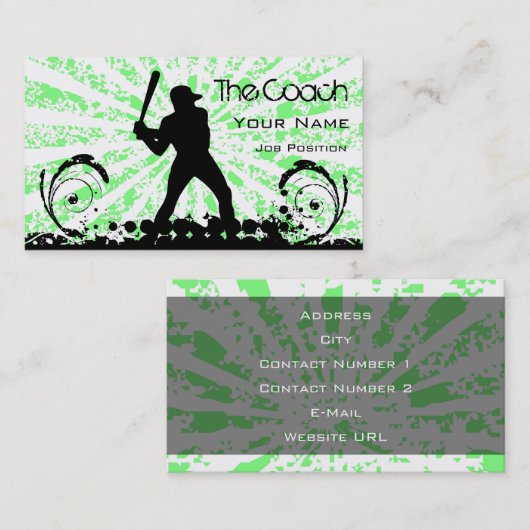 Coach Baseball Visitekaartje (Voorkant / Achterkant)