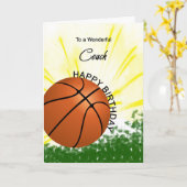 Coach Basketball Birthday-kaart Kaart (Gele Bloem)