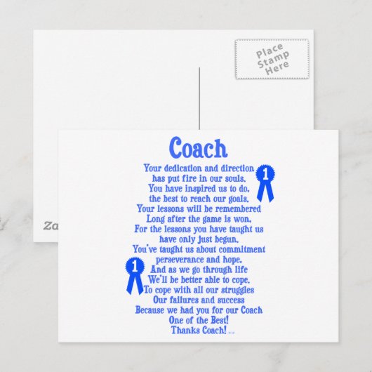 Coach bedankt briefkaart (Voorkant / Achterkant)