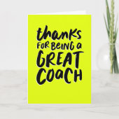 Coach bedankt voor heldere, netelgeel leuke sporte kaart (Voorkant)