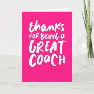 Coach bedankt voor je leuke roze handschrift kaart