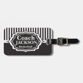 Coach Black en White Stripes | Personaliseren Bagagelabel (Voorkant horizontaal)