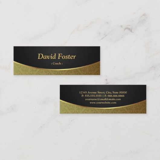 Coach - Black Gold Damask Mini Visitekaartje (Voorkant / Achterkant)