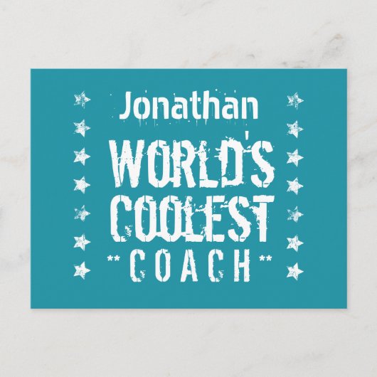 COACH Blauwgroen Background Grunge Stars A03 Aankondigingskaart (Voorkant)