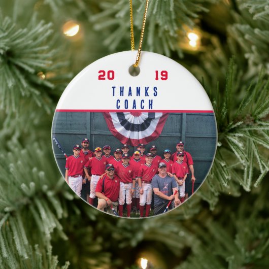 Coach Dank u - Cooperstown Gift Team Foto Keramisch Ornament (Boom)